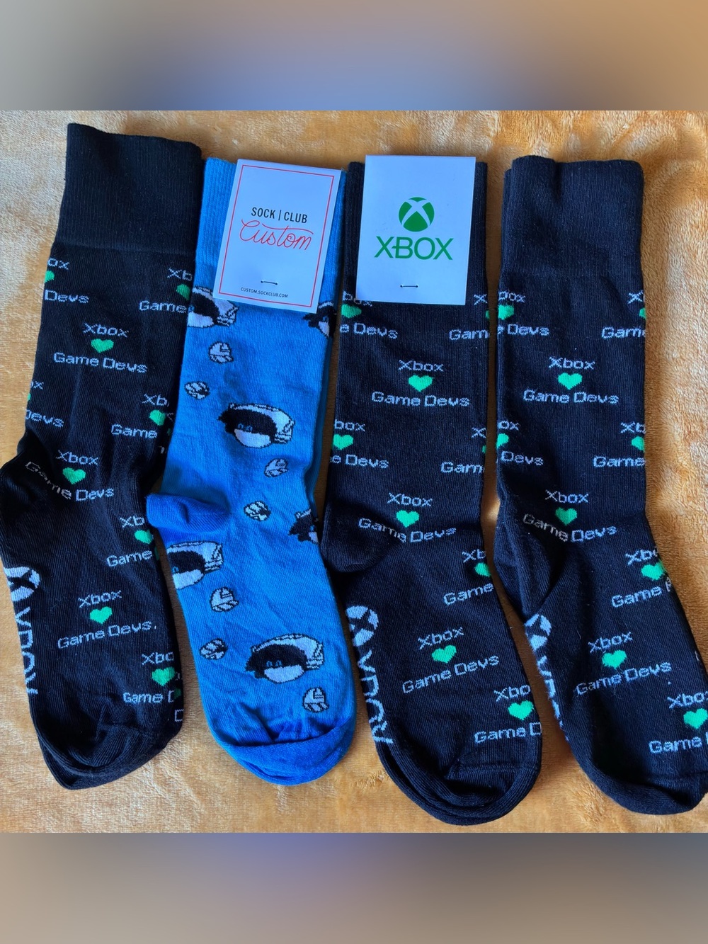 Xbox Game Devs Promo Socks Bundle 4 Pairs NWT Sock Club Custom Microsoft Swag